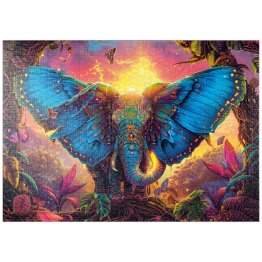 Darstellung des Puzzle Motivs puzzleplate Der elefantastische Schmetterling - Fantasie-Tier im farbenprächtigen Dschungel 1000 Puzzle