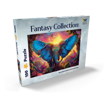 Darstellung des Puzzle Motivs Der elefantastische Schmetterling - Fantasie-Tier im farbenprächtigen Dschungel 100 Puzzle Schachtel Ansicht2