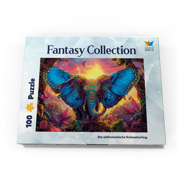 Darstellung des Puzzle Motivs Der elefantastische Schmetterling - Fantasie-Tier im farbenprächtigen Dschungel 100 Puzzle Schachtel Ansicht3