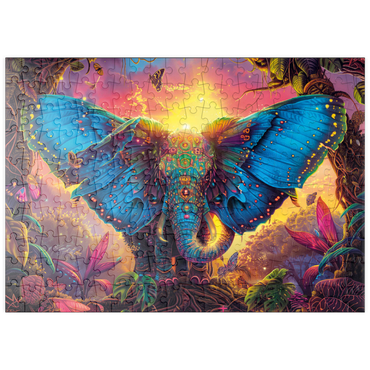 Darstellung des Puzzle Motivs puzzleplate Der elefantastische Schmetterling - Fantasie-Tier im farbenprächtigen Dschungel 200 Puzzle