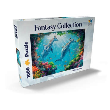 Darstellung des Puzzle Motivs Delfin-Giraffen am Korallenriff - Fantasie-Tiere in der Unterwasserwelt 1000 Puzzle Schachtel Ansicht2