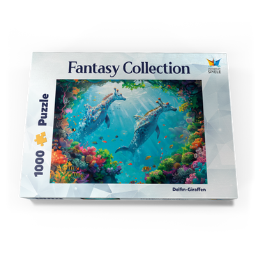 Darstellung des Puzzle Motivs Delfin-Giraffen am Korallenriff - Fantasie-Tiere in der Unterwasserwelt 1000 Puzzle Schachtel Ansicht3