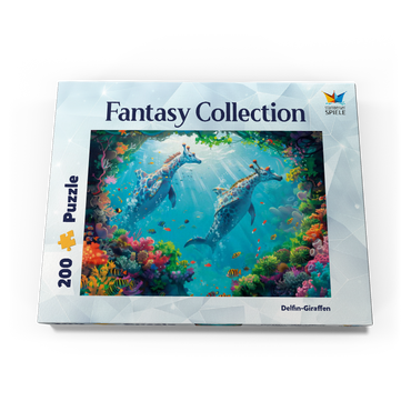 Darstellung des Puzzle Motivs Delfin-Giraffen am Korallenriff - Fantasie-Tiere in der Unterwasserwelt 200 Puzzle Schachtel Ansicht3