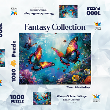 Darstellung des Puzzle Motivs Wasser-Schmetterlinge am Korallenriff - Fantasie-Tiere in der Unterwasserwelt 1000 Puzzle Schachtel 3D Modell