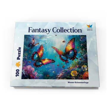 Darstellung des Puzzle Motivs Wasser-Schmetterlinge am Korallenriff - Fantasie-Tiere in der Unterwasserwelt 100 Puzzle Schachtel Ansicht3