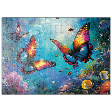Darstellung des Puzzle Motivs puzzleplate Wasser-Schmetterlinge am Korallenriff - Fantasie-Tiere in der Unterwasserwelt 200 Puzzle
