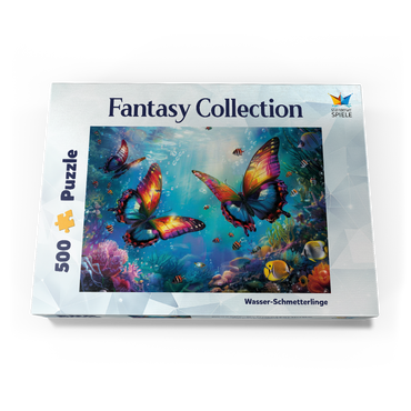 Darstellung des Puzzle Motivs Wasser-Schmetterlinge am Korallenriff - Fantasie-Tiere in der Unterwasserwelt 500 Puzzle Schachtel Ansicht3