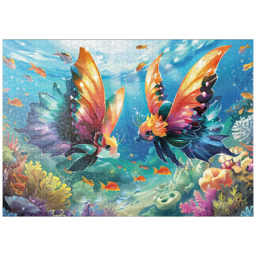 Darstellung des Puzzle Motivs puzzleplate Fantasie-Fische in der Unterwasserwelt 1000 Puzzle