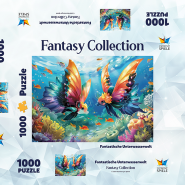 Darstellung des Puzzle Motivs Fantasie-Fische in der Unterwasserwelt 1000 Puzzle Schachtel 3D Modell
