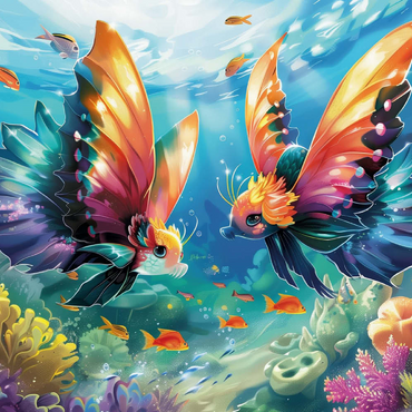 Darstellung des Puzzle Motivs Fantasie-Fische in der Unterwasserwelt 200 Puzzle 3D Modell