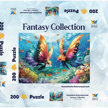 Darstellung des Puzzle Motivs Fantasie-Fische in der Unterwasserwelt 200 Puzzle Schachtel 3D Modell