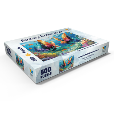 Darstellung des Puzzle Motivs Fantasie-Fische in der Unterwasserwelt 500 Puzzle Schachtel Ansicht1