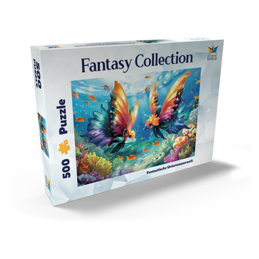 Darstellung des Puzzle Motivs Fantasie-Fische in der Unterwasserwelt 500 Puzzle Schachtel Ansicht2