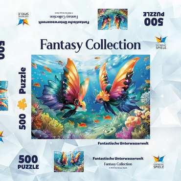 Darstellung des Puzzle Motivs Fantasie-Fische in der Unterwasserwelt 500 Puzzle Schachtel 3D Modell