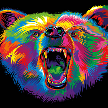 Darstellung des Puzzle Motivs Roaring Black Bear 100 Puzzle 3D Modell