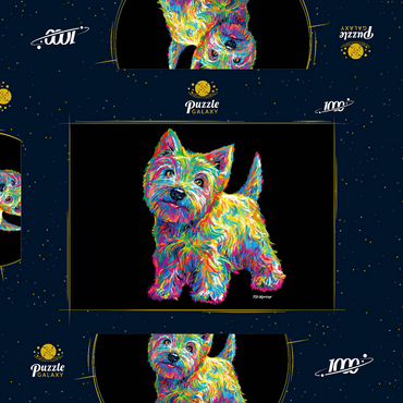 Darstellung des Puzzle Motivs Pop Colors Westie 1000 Puzzle Schachtel 3D Modell
