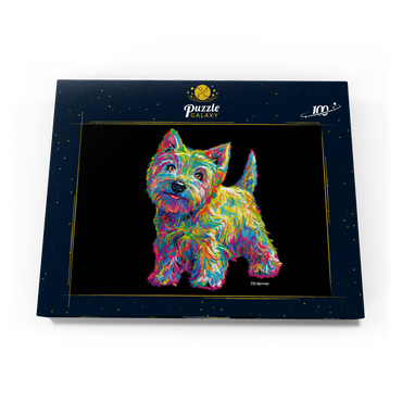 Darstellung des Puzzle Motivs Pop Colors Westie 100 Puzzle Schachtel Ansicht3