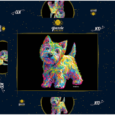 Darstellung des Puzzle Motivs Pop Colors Westie 100 Puzzle Schachtel 3D Modell