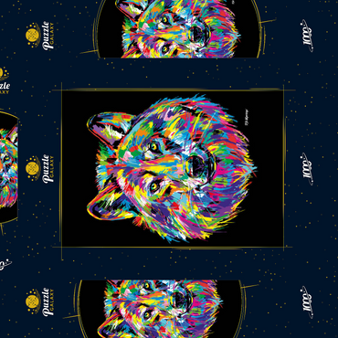 Darstellung des Puzzle Motivs Pop Colors Wolf 1000 Puzzle Schachtel 3D Modell