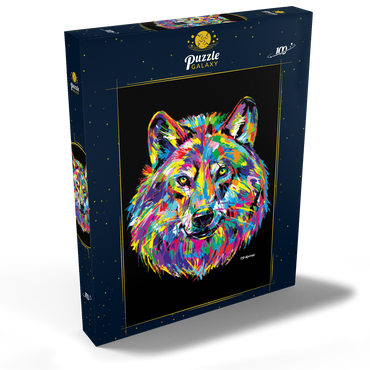 Darstellung des Puzzle Motivs Pop Colors Wolf 100 Puzzle Schachtel Ansicht2
