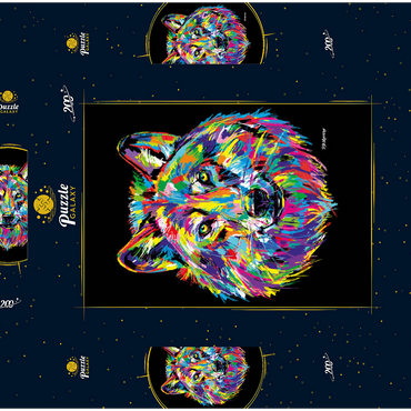 Darstellung des Puzzle Motivs Pop Colors Wolf 200 Puzzle Schachtel 3D Modell