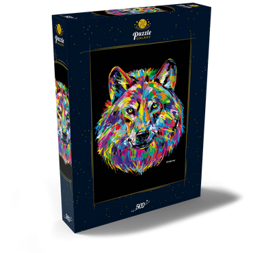 Darstellung des Puzzle Motivs Pop Colors Wolf 500 Puzzle Schachtel Ansicht2