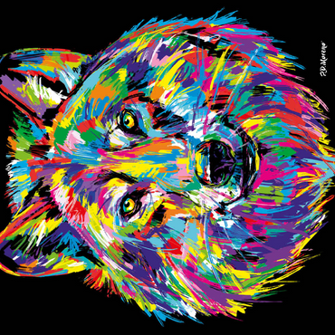 Darstellung des Puzzle Motivs Pop Colors Wolf 500 Puzzle 3D Modell