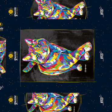 Darstellung des Puzzle Motivs Prancing Kitten 1000 Puzzle Schachtel 3D Modell