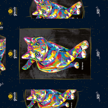 Darstellung des Puzzle Motivs Prancing Kitten 500 Puzzle Schachtel 3D Modell