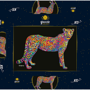 Darstellung des Puzzle Motivs Cheetah Pop Colors 100 Puzzle Schachtel 3D Modell