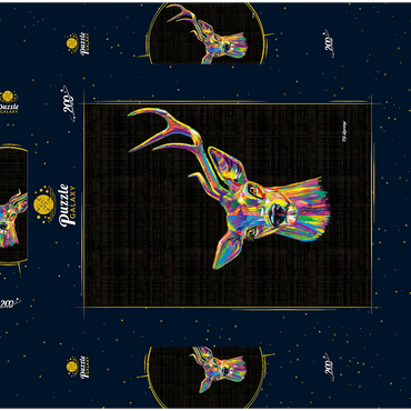 Darstellung des Puzzle Motivs Deer Family 200 Puzzle Schachtel 3D Modell