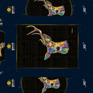 Darstellung des Puzzle Motivs Deer Family 500 Puzzle Schachtel 3D Modell