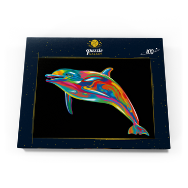 Darstellung des Puzzle Motivs Pop Colors Dolphin 100 Puzzle Schachtel Ansicht3