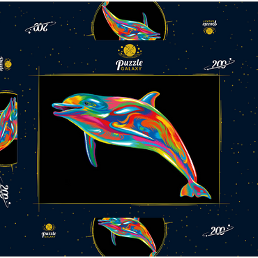 Darstellung des Puzzle Motivs Pop Colors Dolphin 200 Puzzle Schachtel 3D Modell