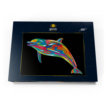 Darstellung des Puzzle Motivs Pop Colors Dolphin 500 Puzzle Schachtel Ansicht3