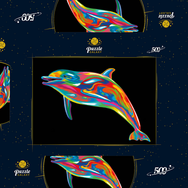 Darstellung des Puzzle Motivs Pop Colors Dolphin 500 Puzzle Schachtel 3D Modell