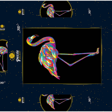 Darstellung des Puzzle Motivs Pop Colors Flamingo 200 Puzzle Schachtel 3D Modell