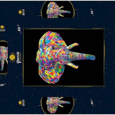 Darstellung des Puzzle Motivs Elephant Head 100 Puzzle Schachtel 3D Modell