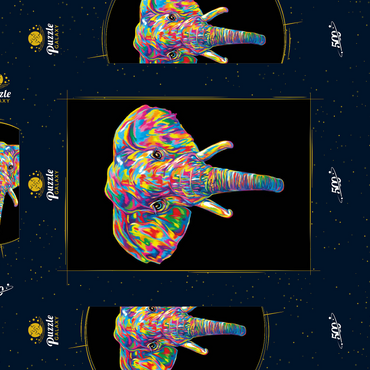 Darstellung des Puzzle Motivs Elephant Head 500 Puzzle Schachtel 3D Modell