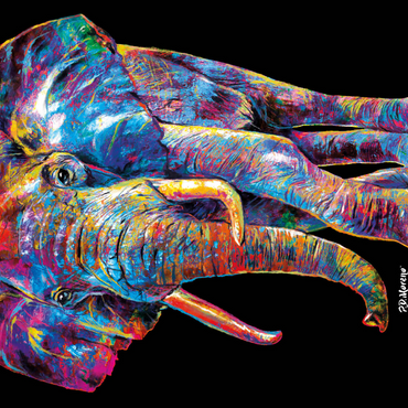 Darstellung des Puzzle Motivs Pop Colors Elephant 1000 Puzzle 3D Modell