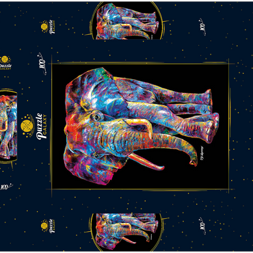 Darstellung des Puzzle Motivs Pop Colors Elephant 100 Puzzle Schachtel 3D Modell