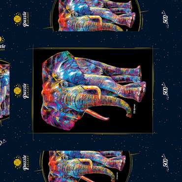 Darstellung des Puzzle Motivs Pop Colors Elephant 500 Puzzle Schachtel 3D Modell