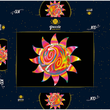 Darstellung des Puzzle Motivs Bright Sun 100 Puzzle Schachtel 3D Modell