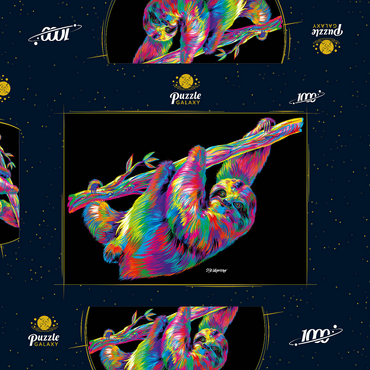 Darstellung des Puzzle Motivs Sloth Relaxin' 1000 Puzzle Schachtel 3D Modell