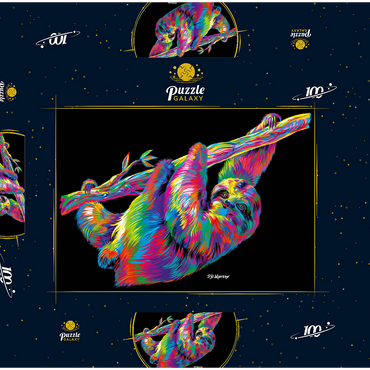 Darstellung des Puzzle Motivs Sloth Relaxin' 100 Puzzle Schachtel 3D Modell