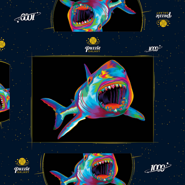 Darstellung des Puzzle Motivs Pop Colors Shark 1000 Puzzle Schachtel 3D Modell