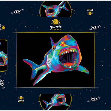 Darstellung des Puzzle Motivs Pop Colors Shark 200 Puzzle Schachtel 3D Modell