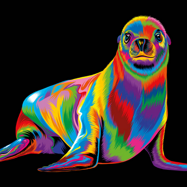 Darstellung des Puzzle Motivs Pop Colors Sea Lion 100 Puzzle 3D Modell