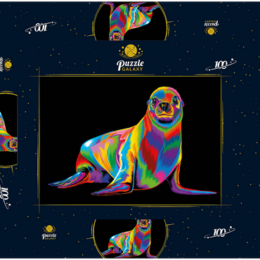 Darstellung des Puzzle Motivs Pop Colors Sea Lion 100 Puzzle Schachtel 3D Modell
