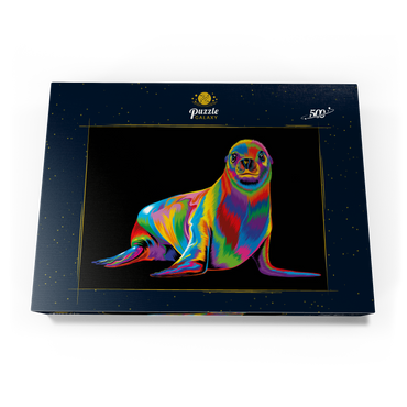 Darstellung des Puzzle Motivs Pop Colors Sea Lion 500 Puzzle Schachtel Ansicht3